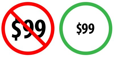 Use smaller font sizes to make a price seem smaller