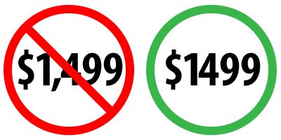 Remove the comma from prices