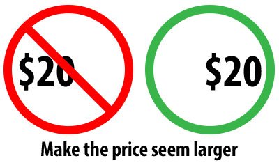Make the price seem larger by placing it on the right